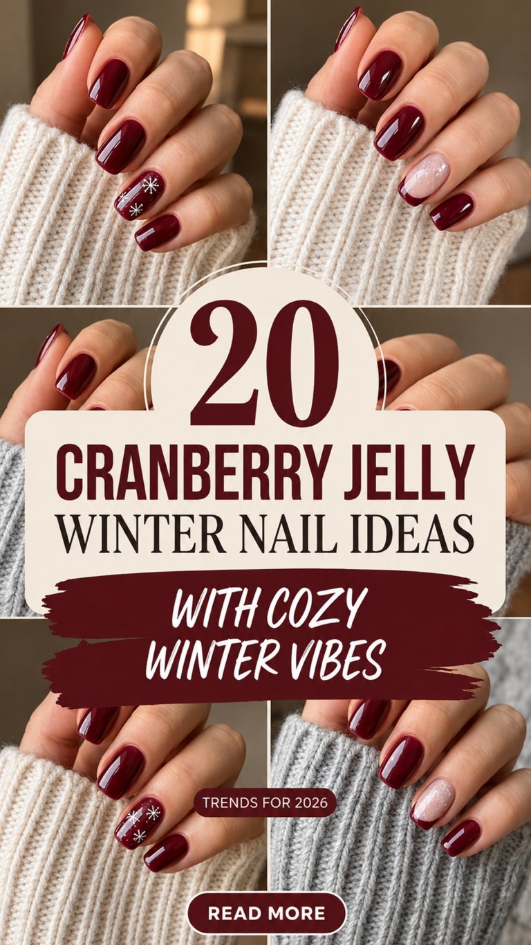 20 Cranberry Jelly Winter Nails 2026: Sheer Red & Glossy Nail Ideas