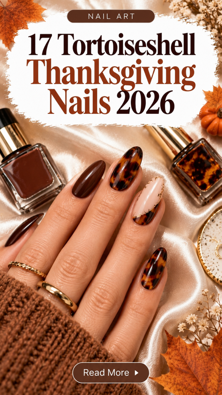 17 Tortoiseshell Thanksgiving Nails 2026: Chic Brown & Amber Nail Art