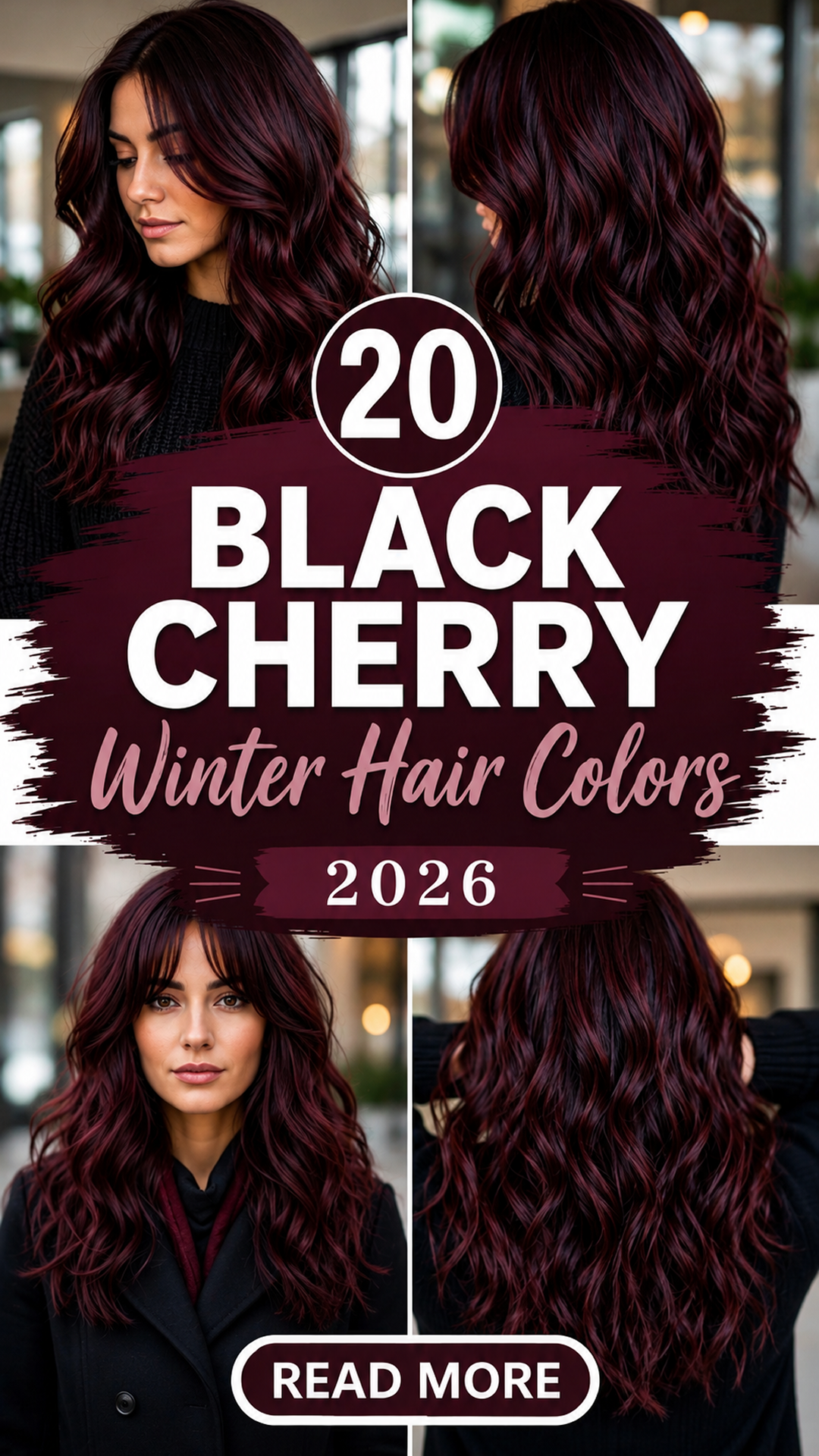 20 Black Cherry Winter Hair Colors 2026: Rich & Glossy Red-Violet Looks