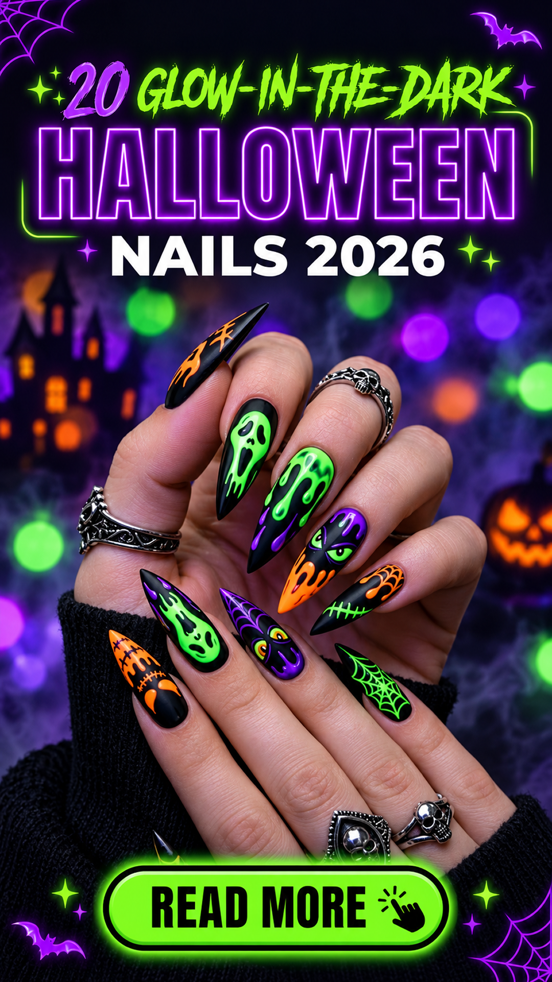 20 Glow-in-the-Dark Halloween Nails 2026: Neon & Spooky Ideas