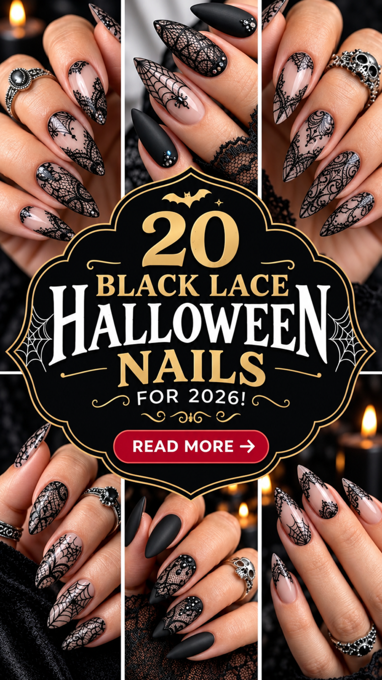 20 Black Lace Halloween Nails 2026: Elegant Gothic Nail Art
