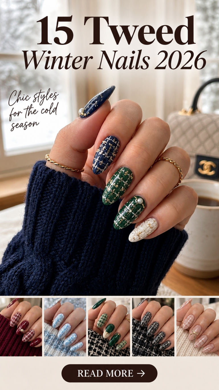 15 Tweed Winter Nails 2026: Soft, Neutral & Expensive-Looking Designs
