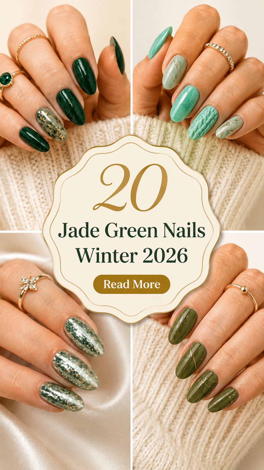 20 Jade Green Winter Nails 2026: Elegant Marble & Luxury Designs