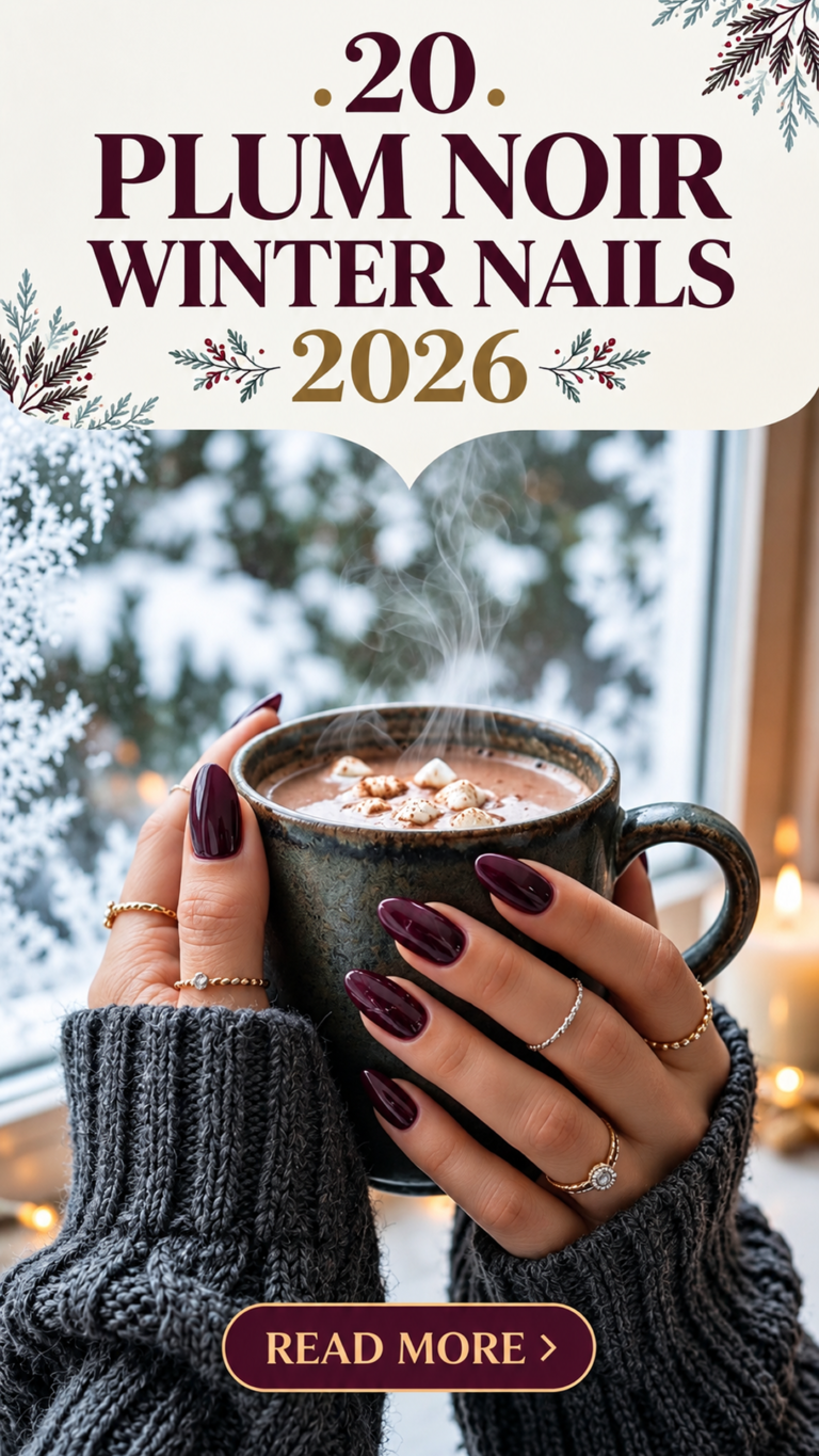 20 Plum Noir Winter Nails 2026: Deep, Glossy & Chic Designs
