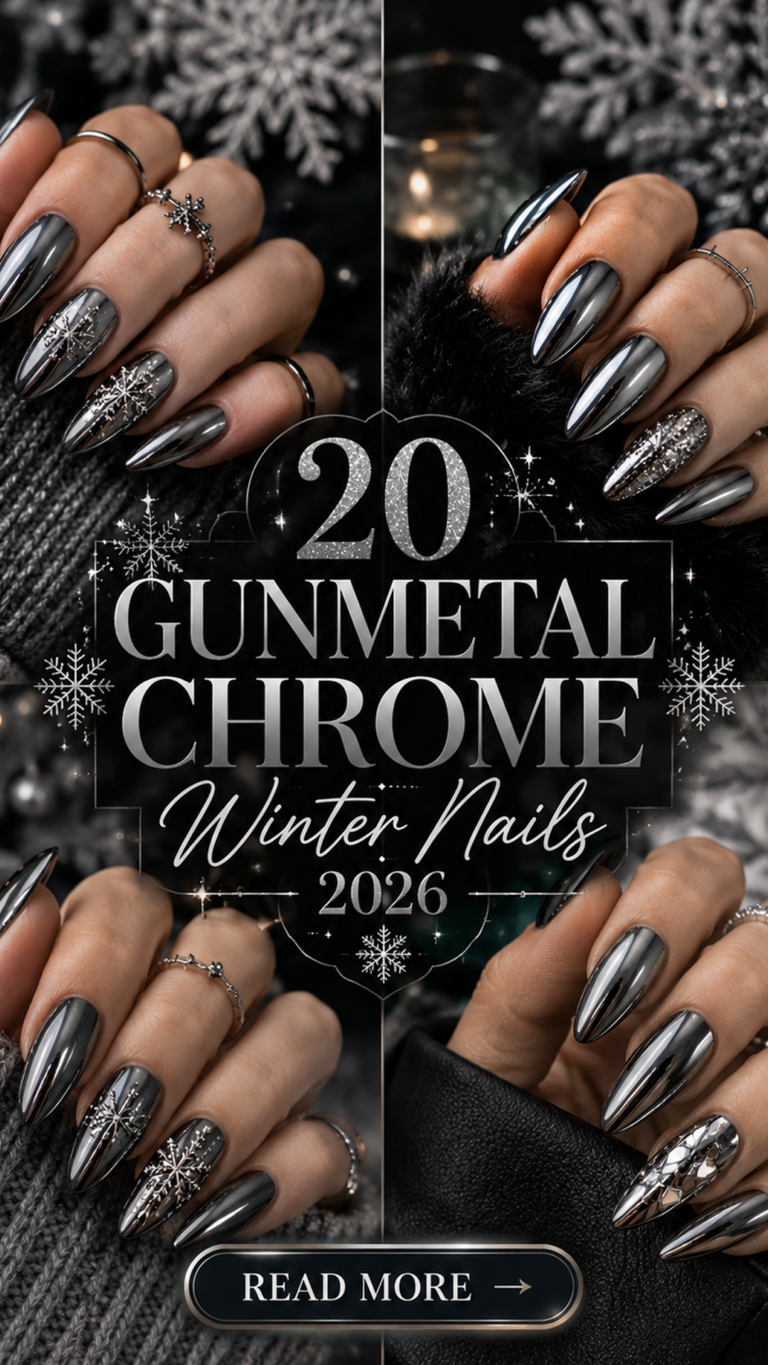 20 Gunmetal Chrome Winter Nails 2026: Edgy & Expensive-Looking Designs