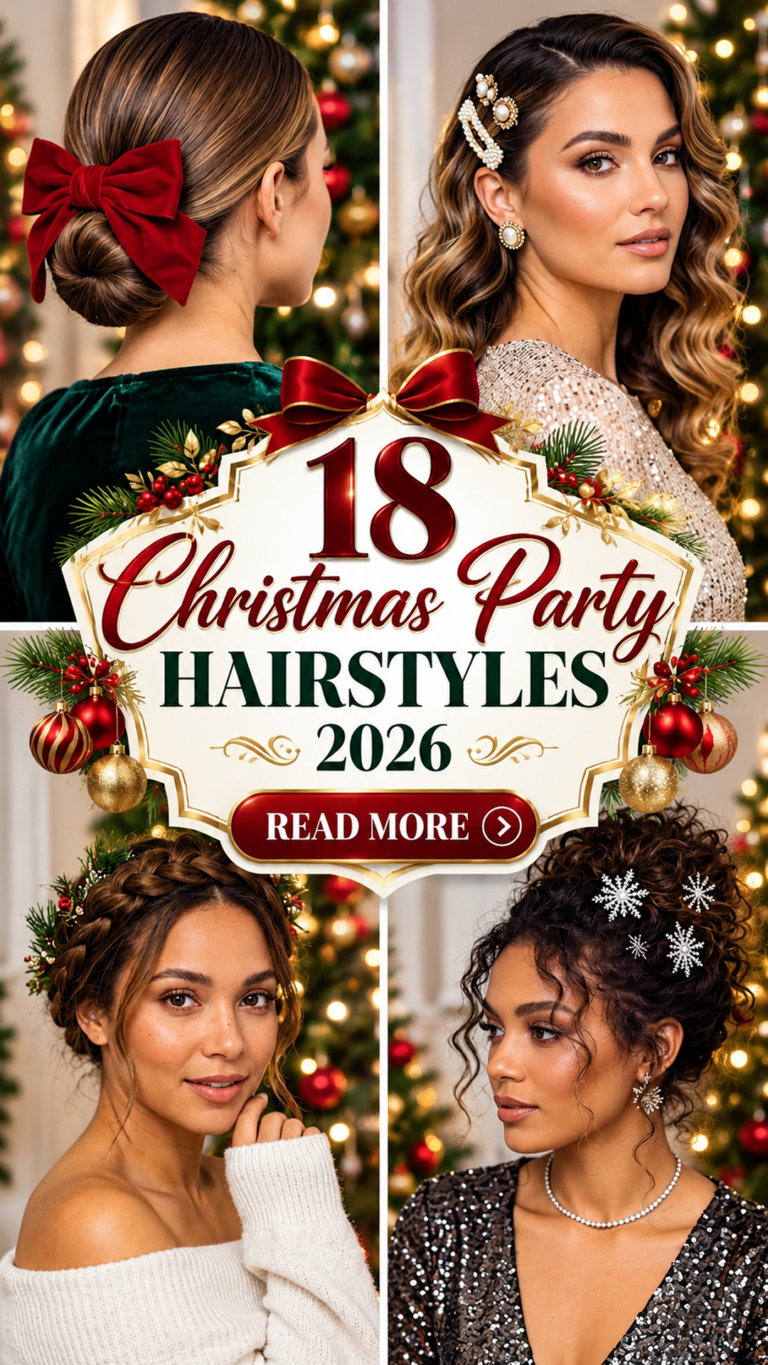18 Christmas Party Hairstyles 2026: Glamorous Curls, Buns & Braids