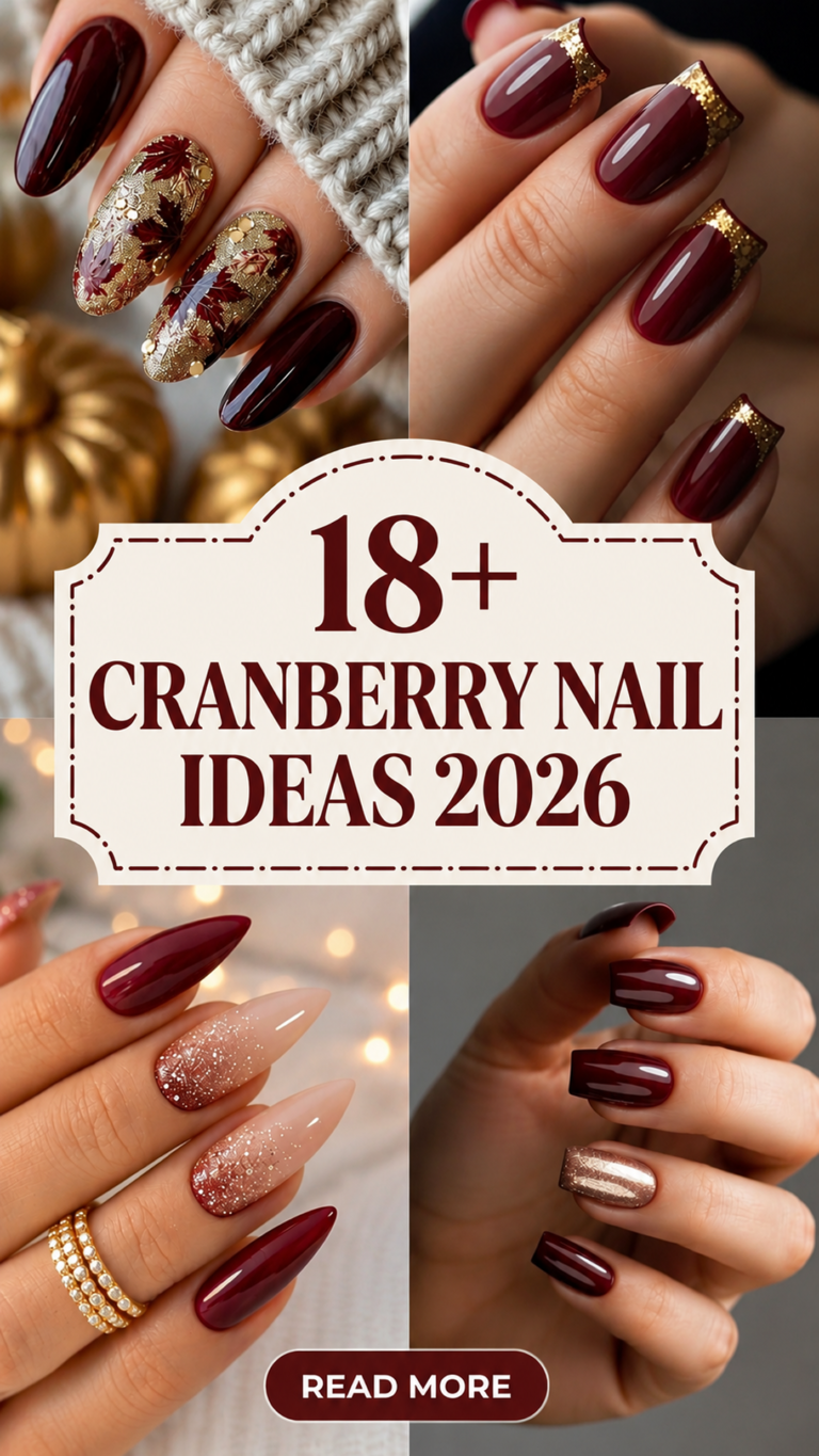 18+ Cranberry Nail Ideas 2026: Rich Red, Glossy & Elegant Designs