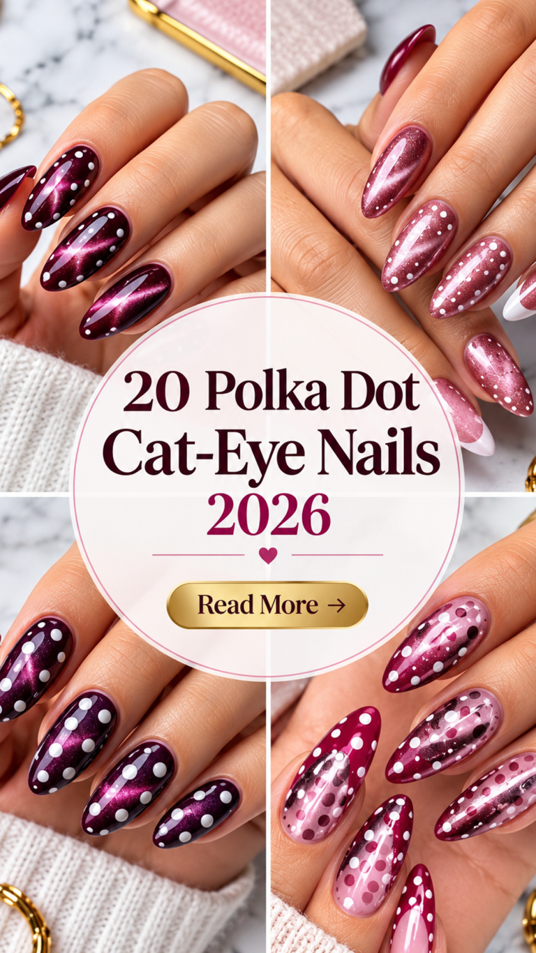 20 Polka Dot Cat-Eye Nails 2026: Magnetic & Trendy Designs