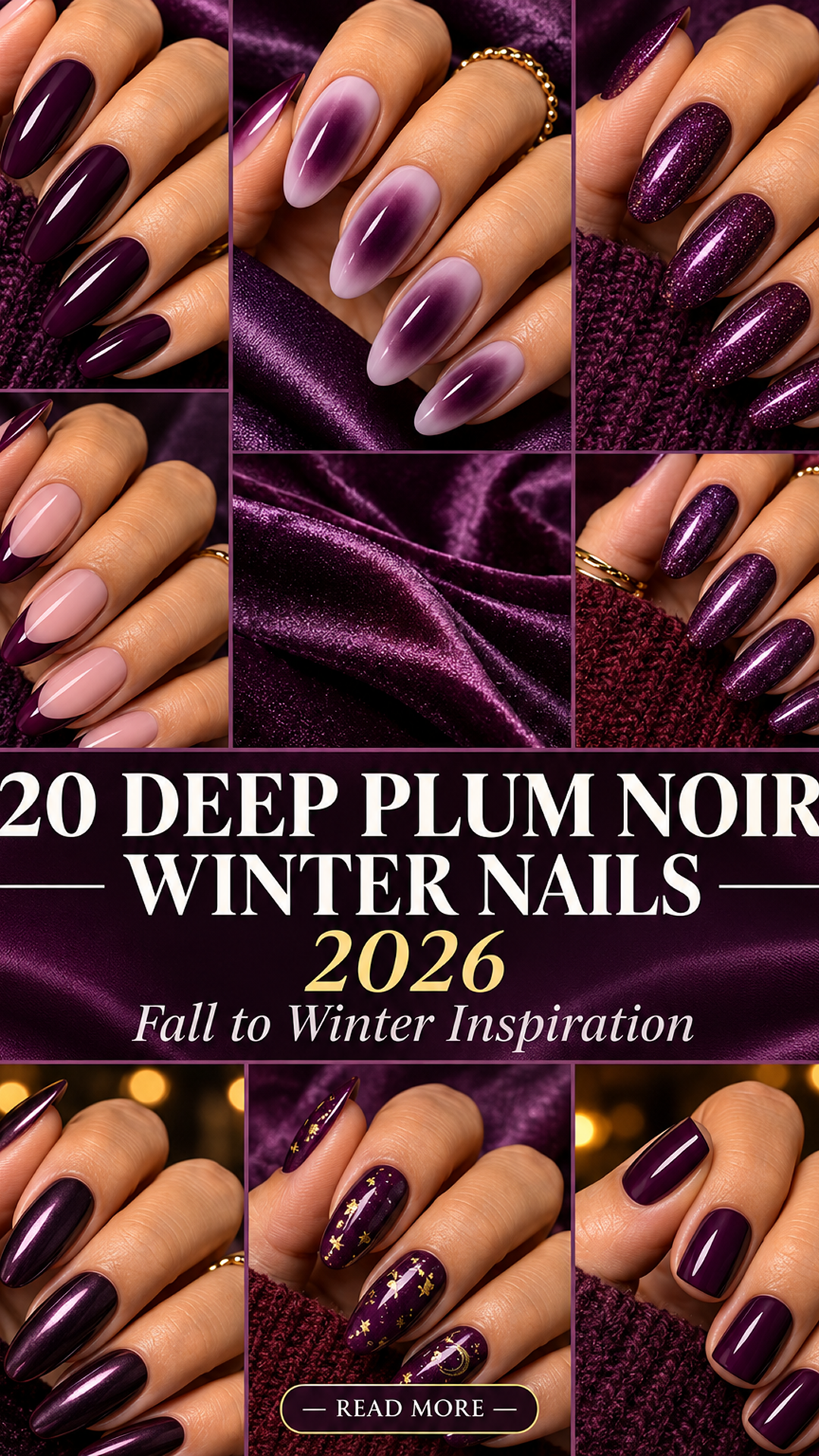 20 Plum Noir Winter Nails 2026: Dark & Elegant Designs