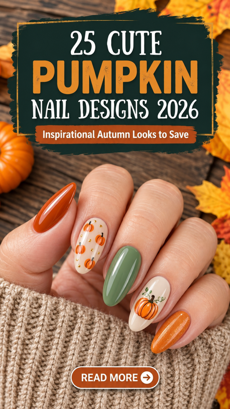 25 Cute Pumpkin Nail Designs 2026 for the Perfect Fall Look