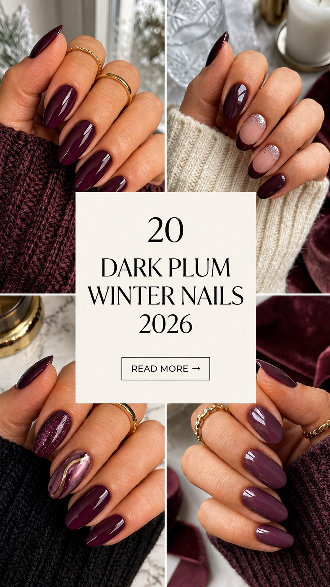 20 Dark Plum Winter Nails 2026: Moody & Chic Designs