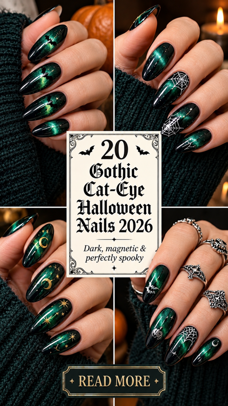 20 Gothic Cat-Eye Halloween Nails 2026: Dark, Magnetic & Spooky Designs
